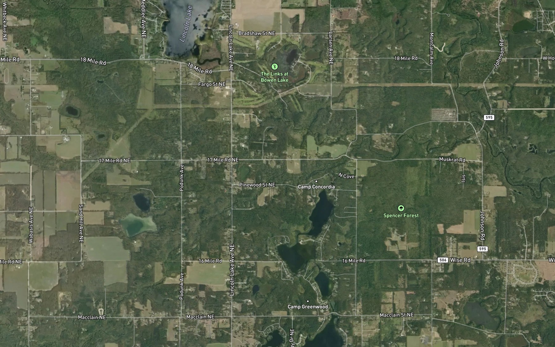 Satellite map of the Black Creek