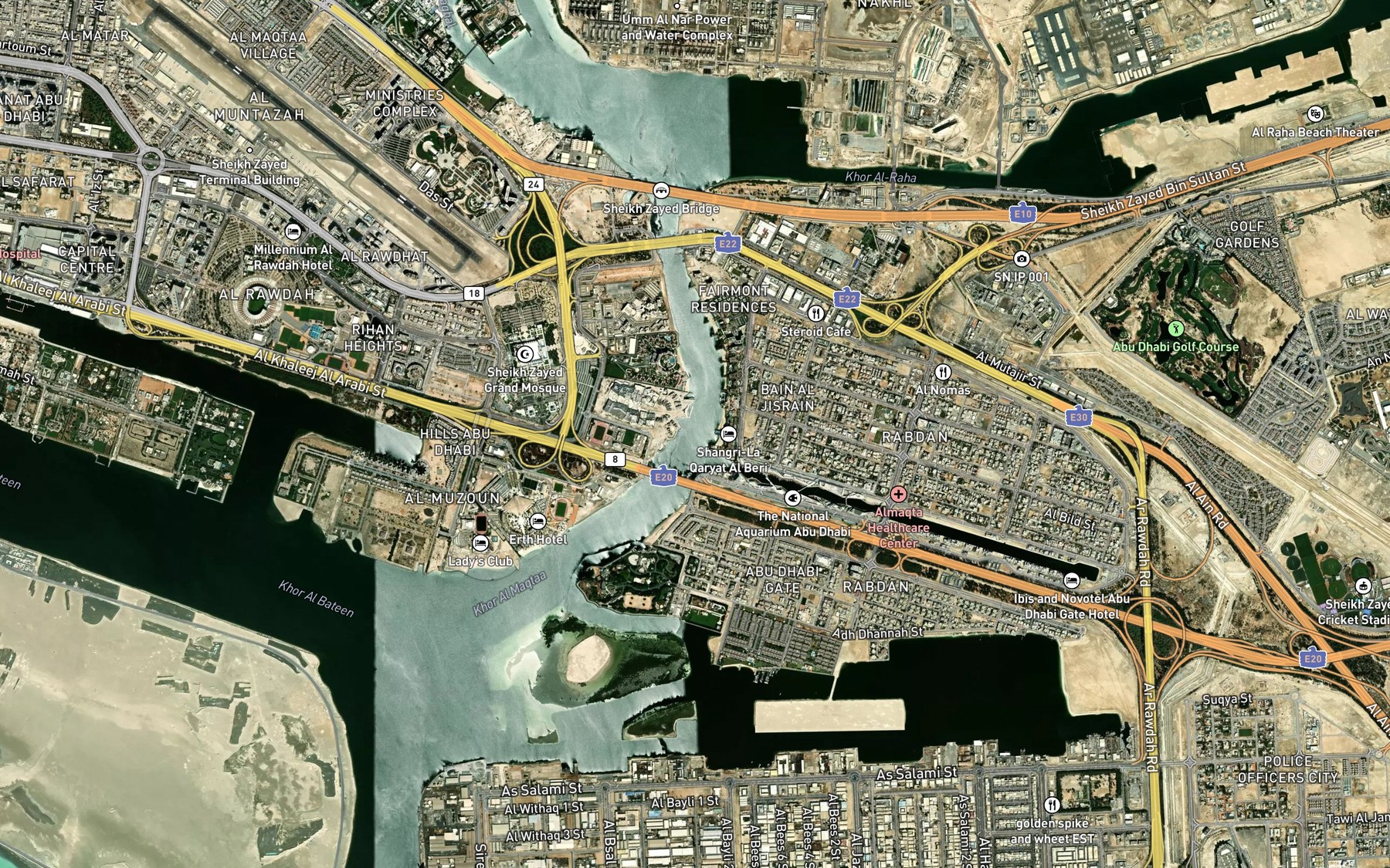 Satellite map of the Khawr al Maqta`