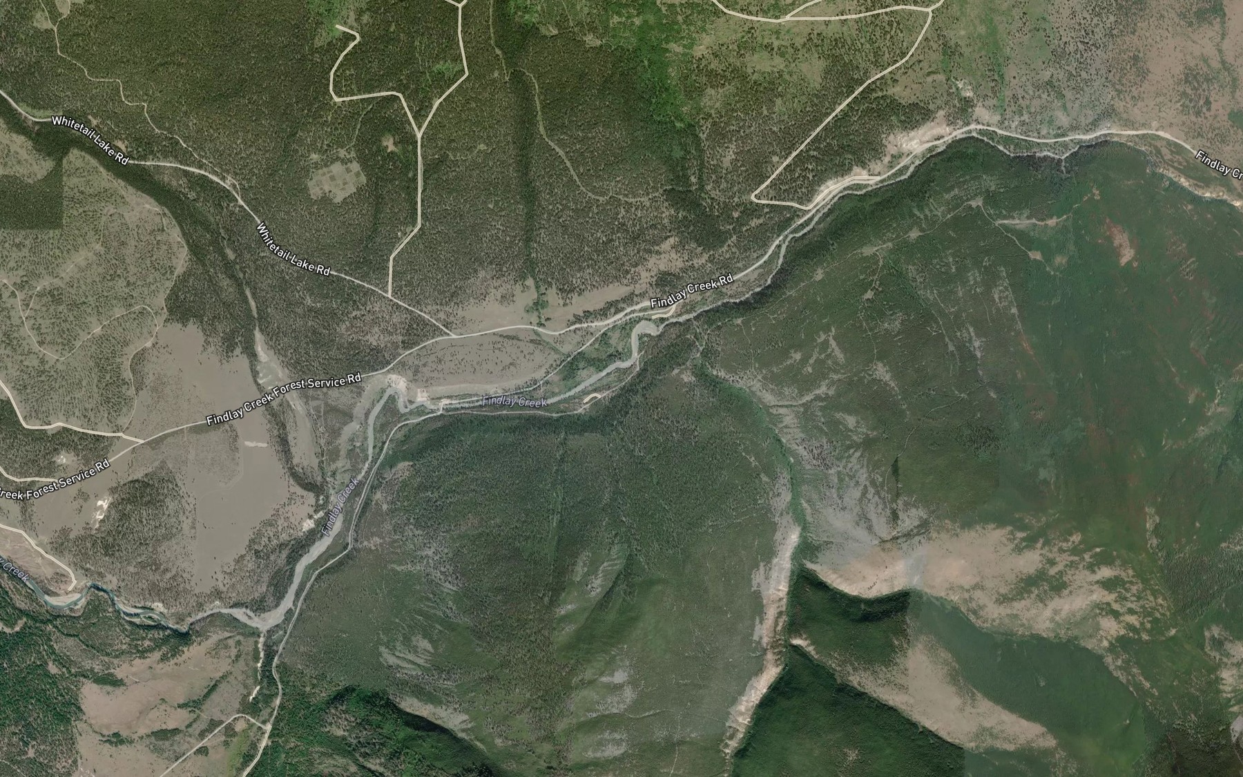 Satellite map of the Emily Creek