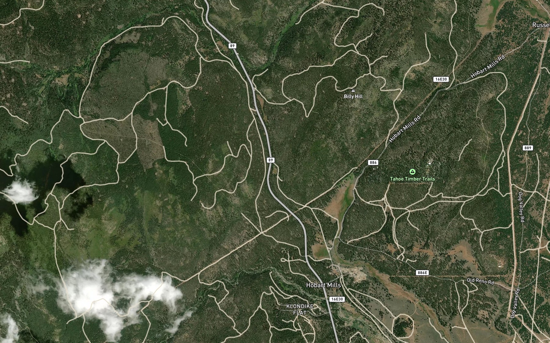 Satellite map of the Hobart Reservoir
