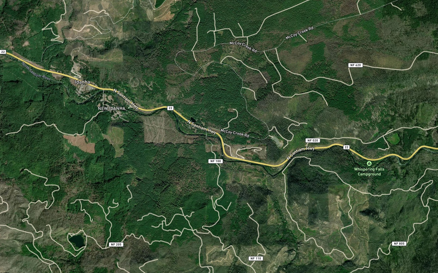 Satellite map of the McCoy Creek