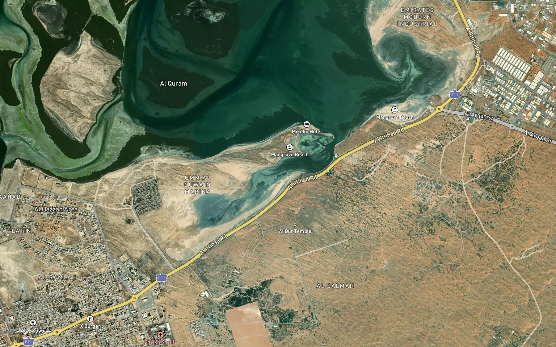 Satellite map of the Khawr al Jafrah