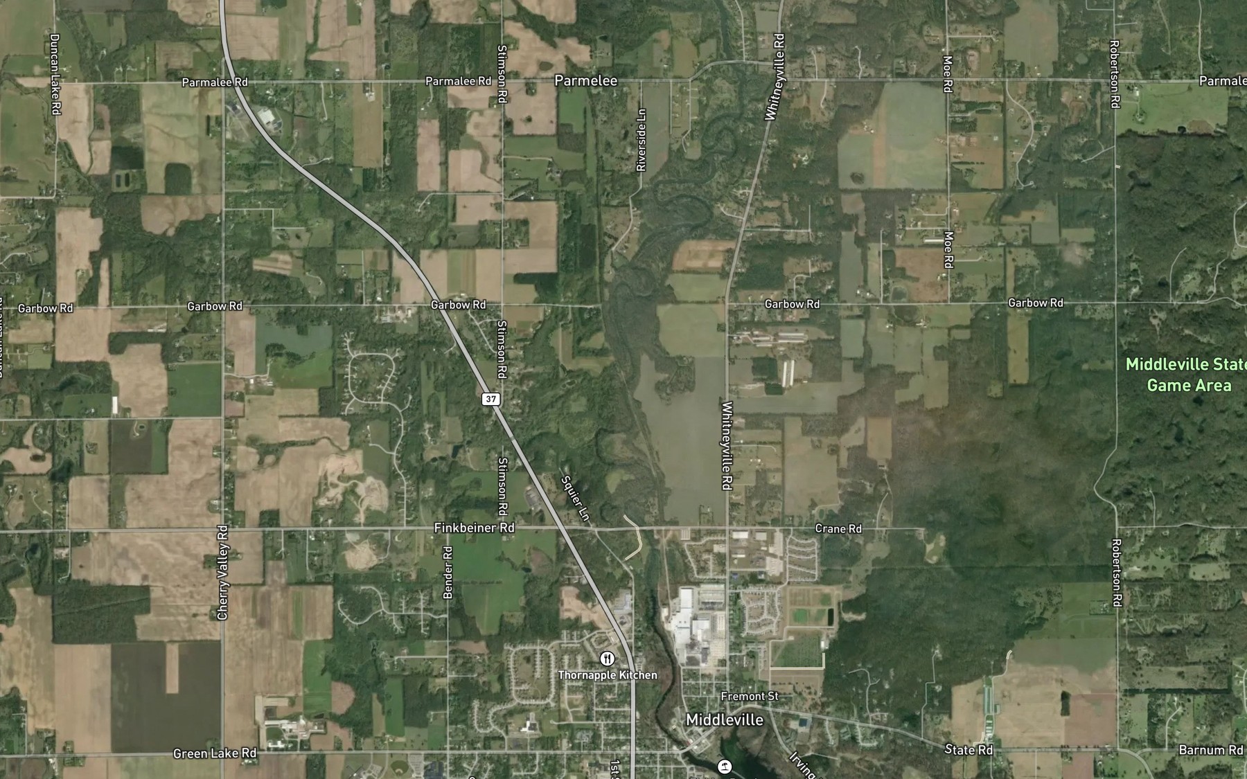Satellite map of the Duncan Creek