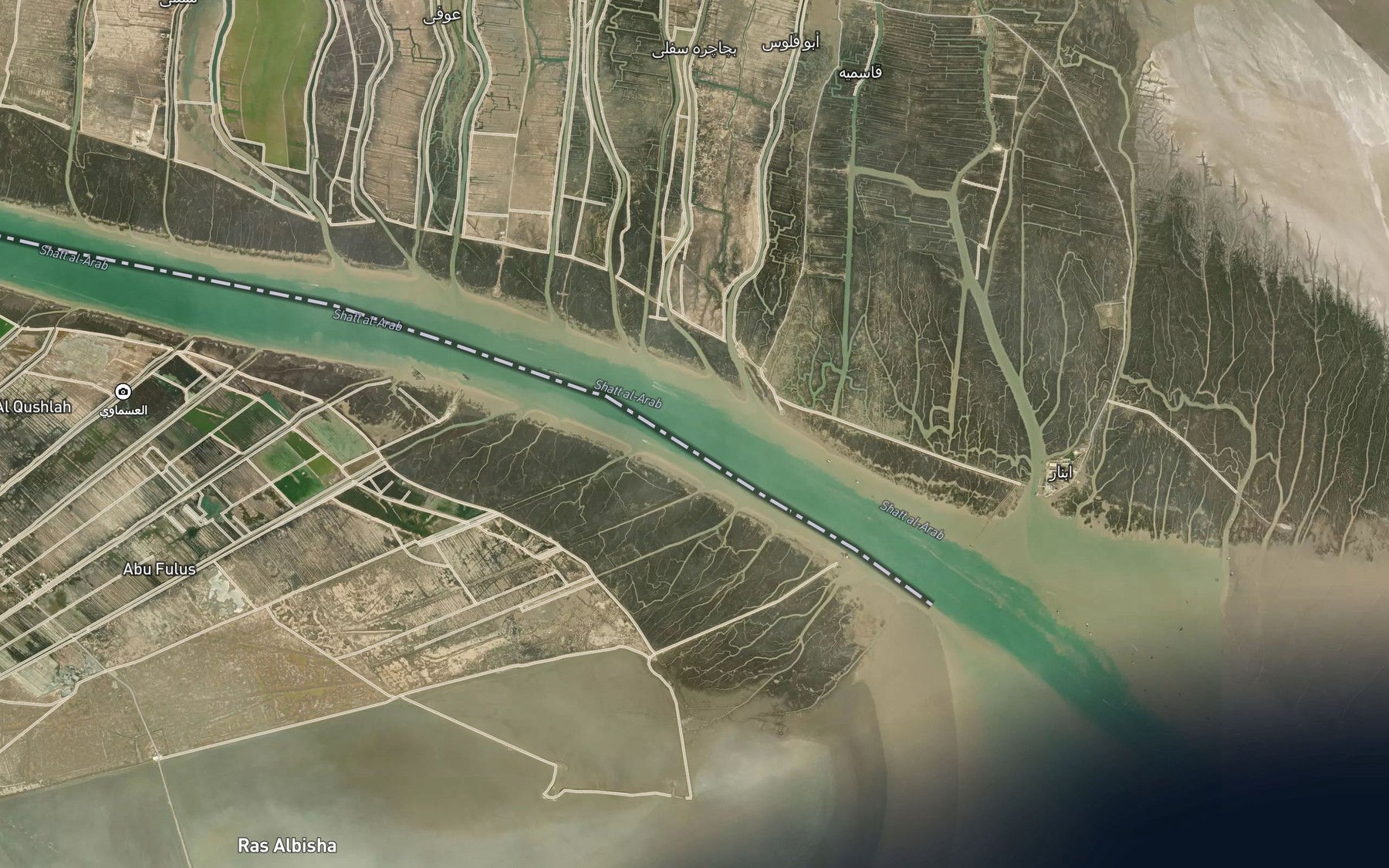 Satellite map of the Shatt al Arab