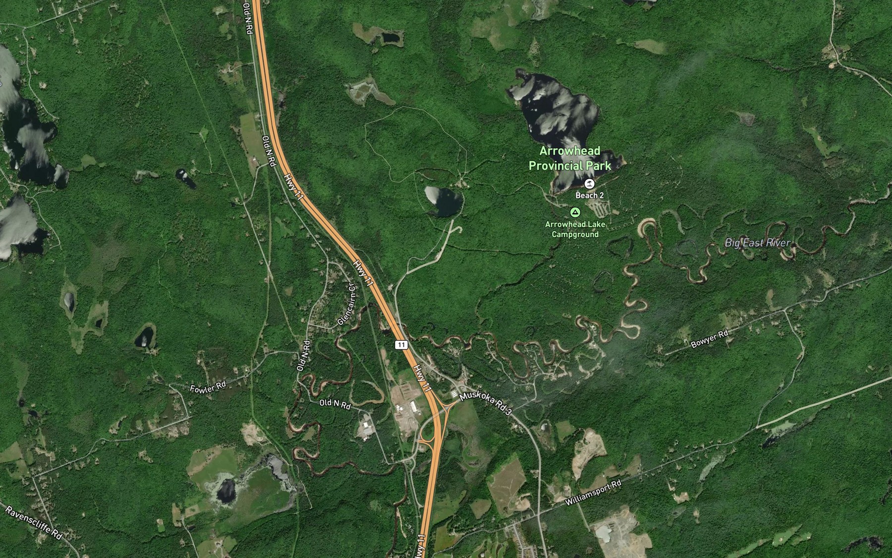 Satellite map of the Little East River