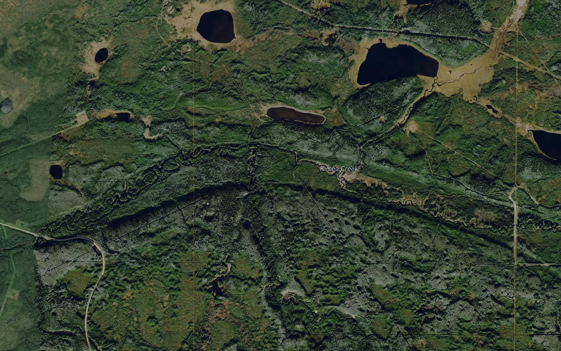 Satellite map of the Kah Creek