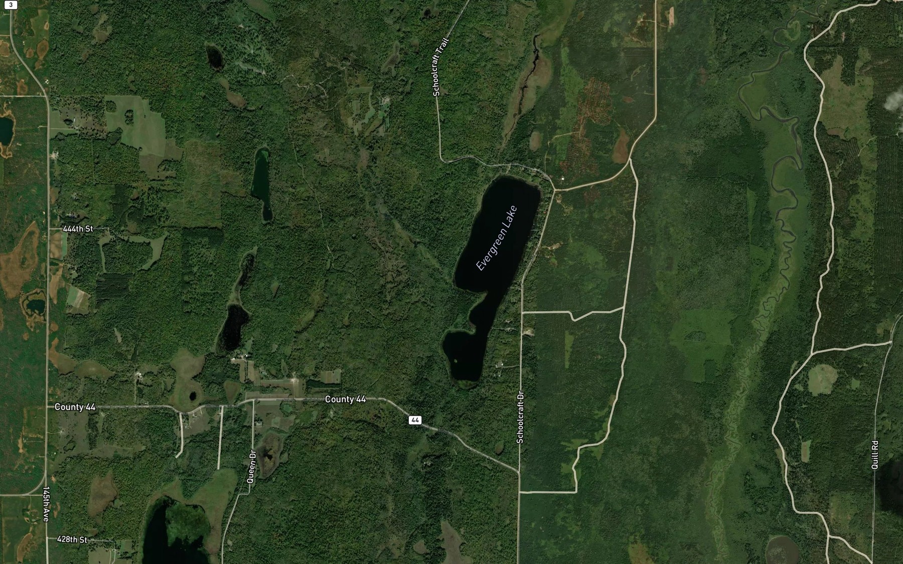 Satellite map of the Skunk Creek