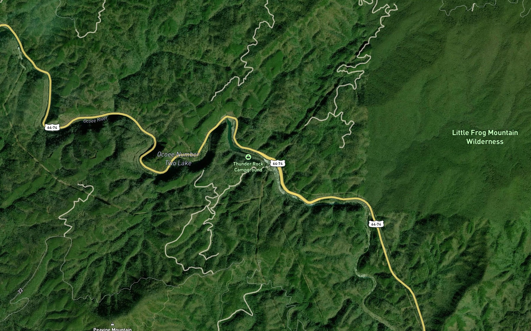 Satellite map of the Ocoee Number Three Lake