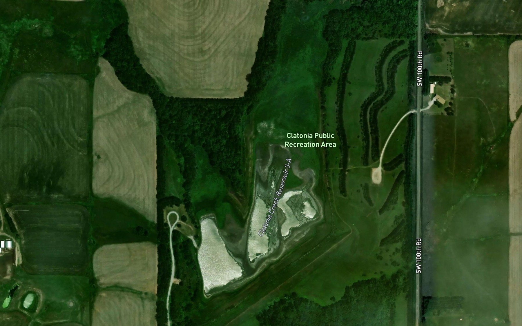 Satellite map of the Clatonia Creek Reservoir 3-A