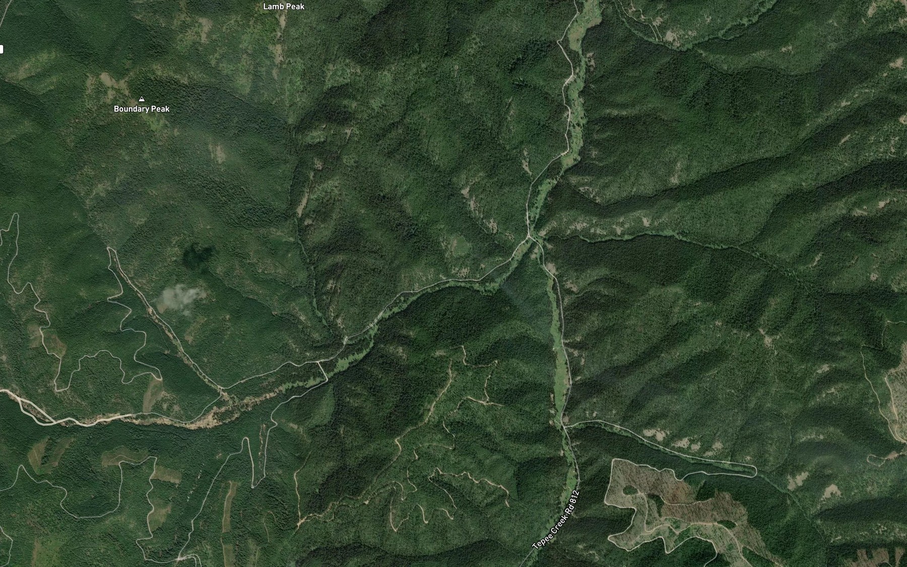 Satellite map of the Third Creek