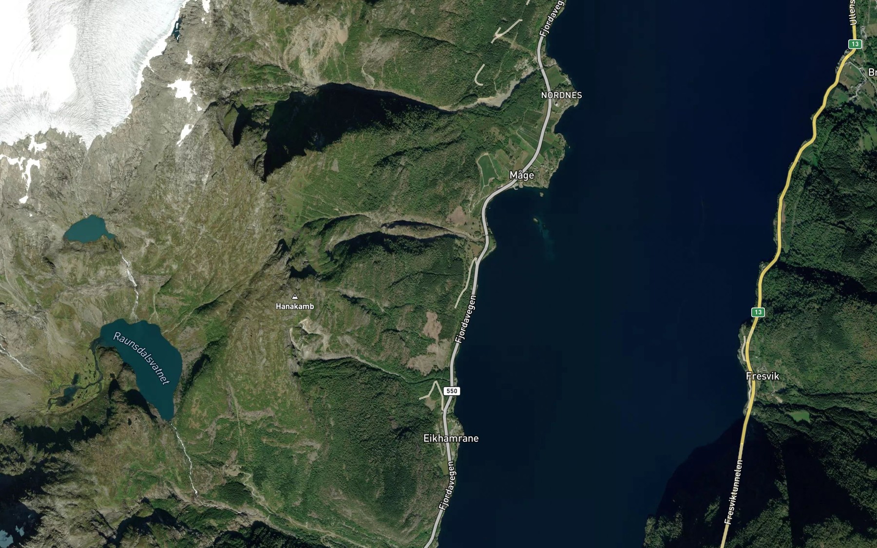 Satellite map of the Rysskjellsbekken