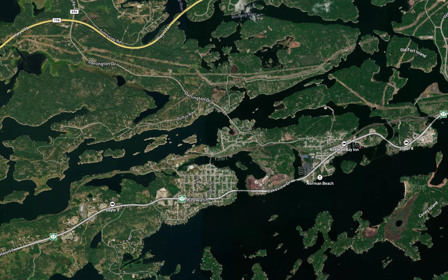 Satellite map of the Darlington Bay