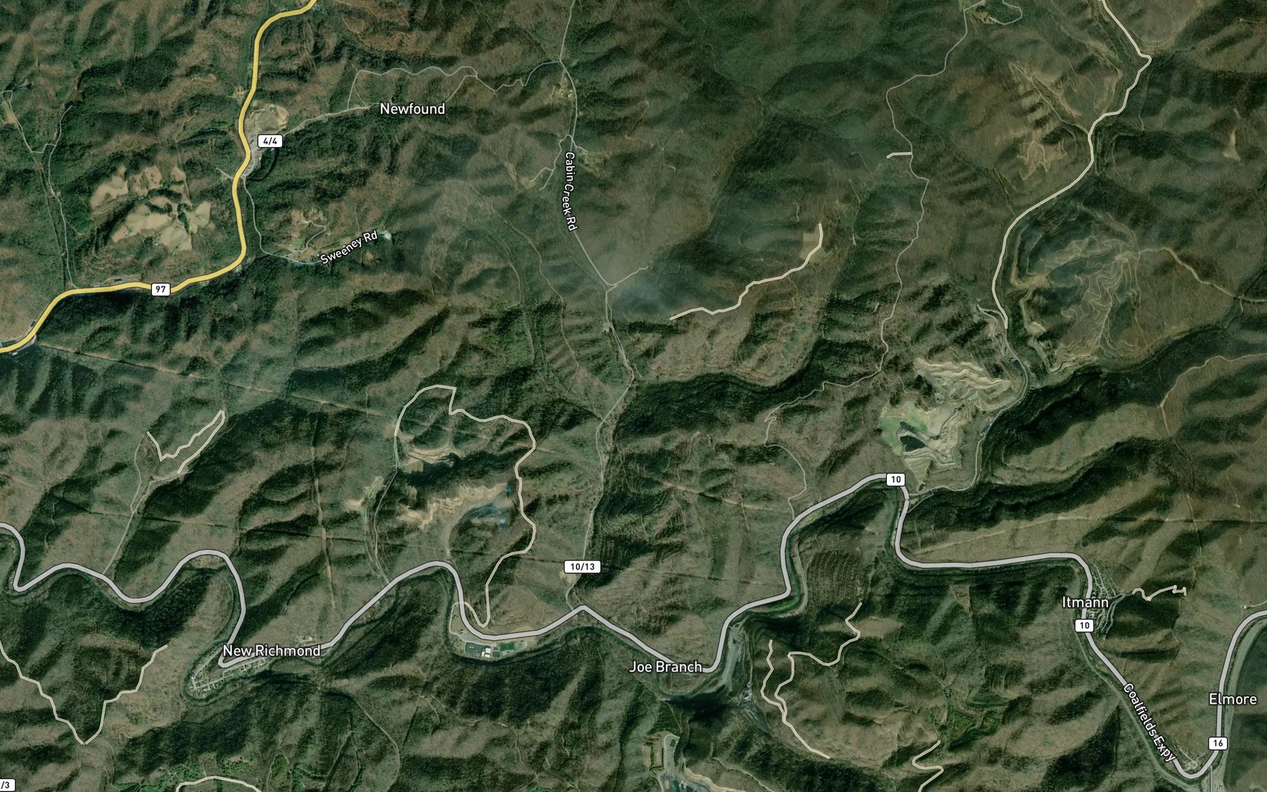 Satellite map of the Farley Branch