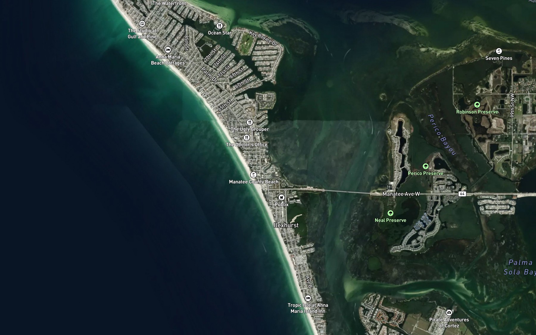 Satellite map of the Jones Bayou