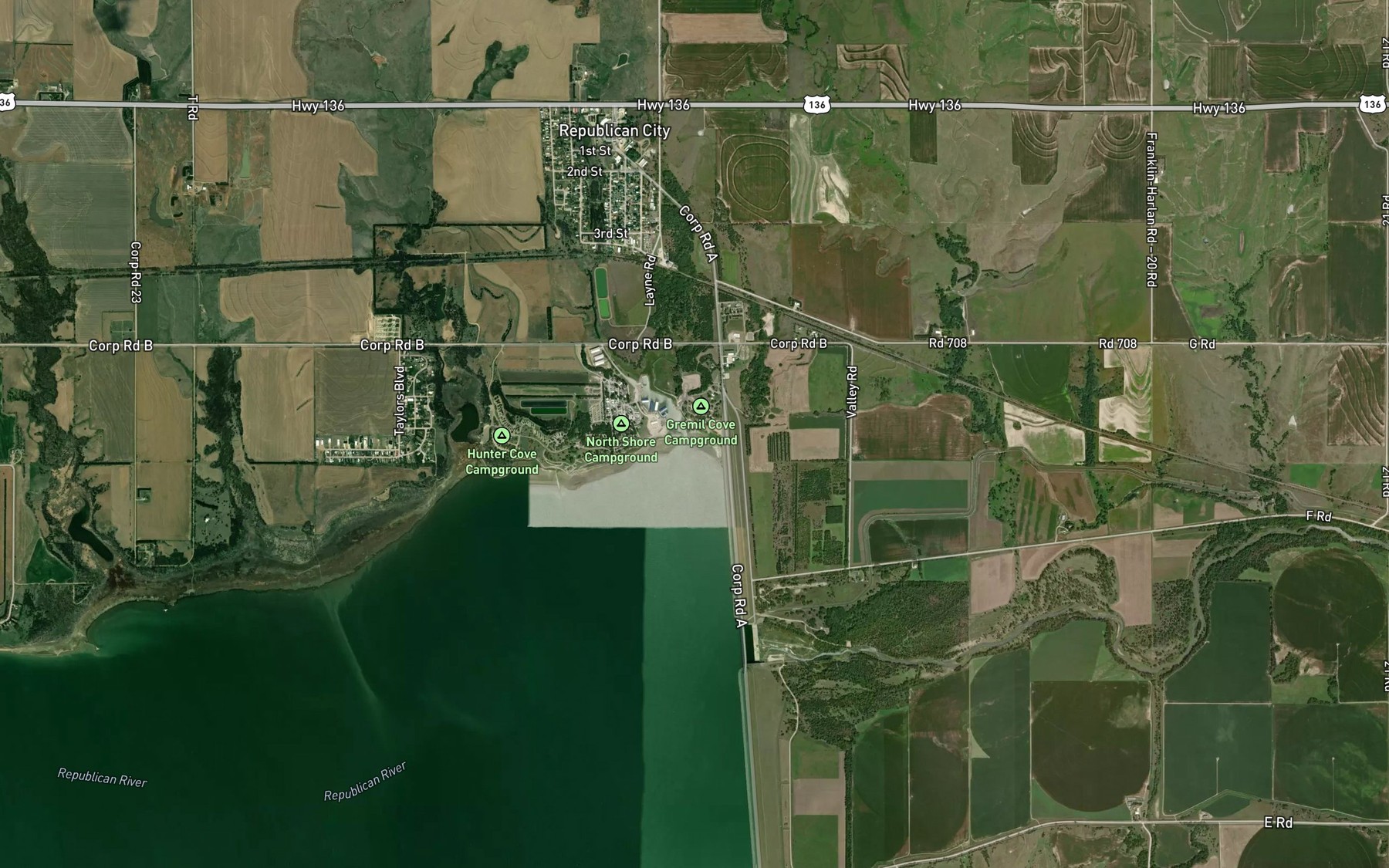 Satellite map of the Gremlin Cove Campground