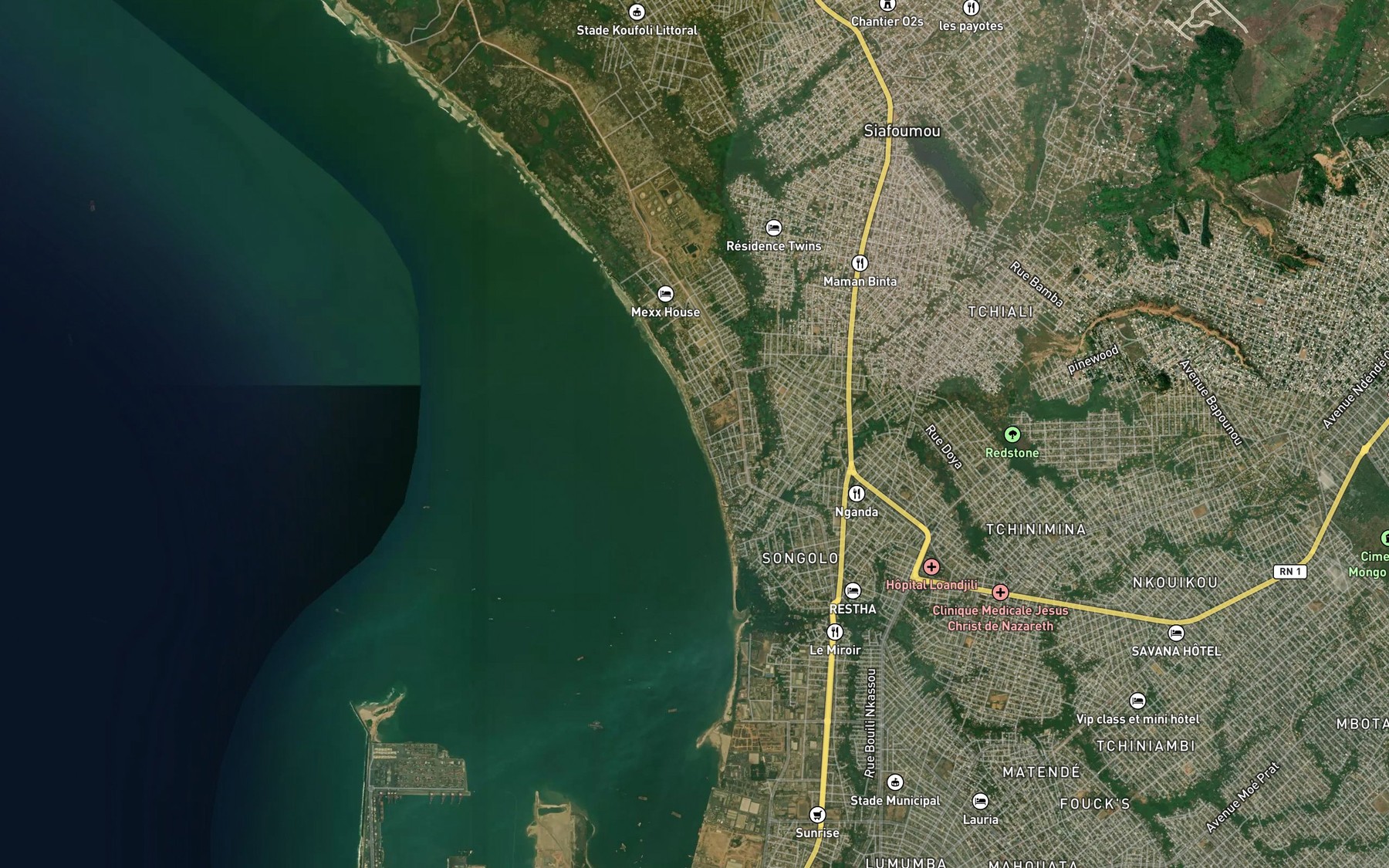 Satellite map of the Songolo