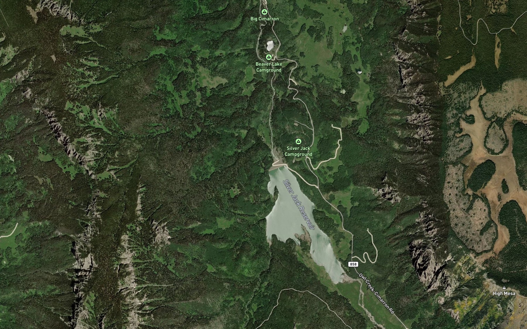 Satellite map of the Hanging Lake