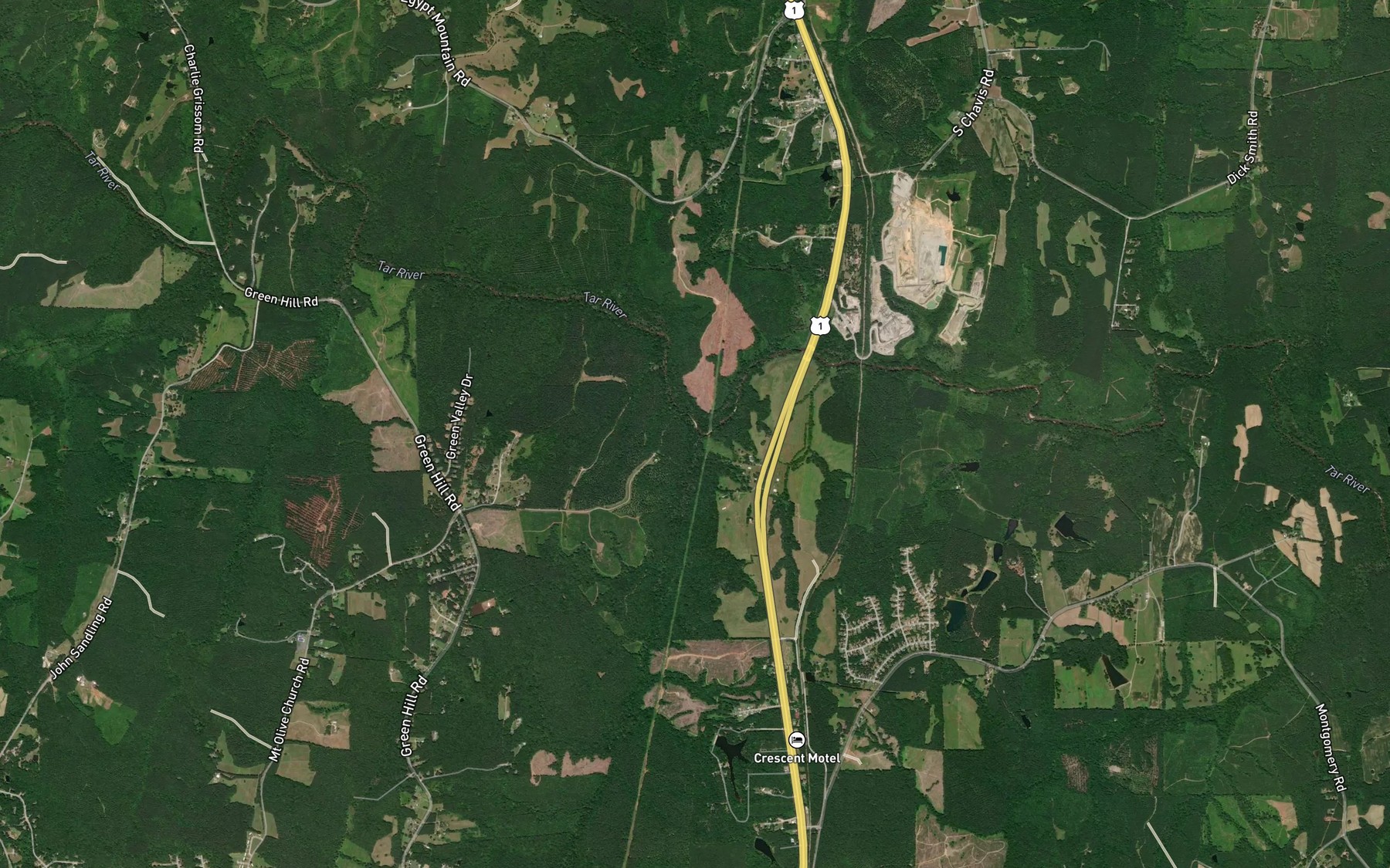 Satellite map of the Taylors Creek