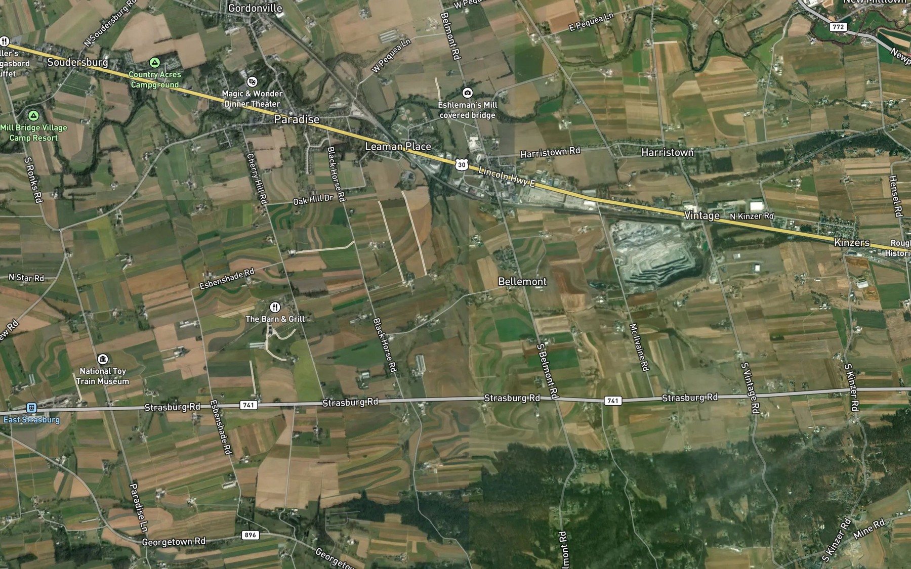 Satellite map of the Londonland Run