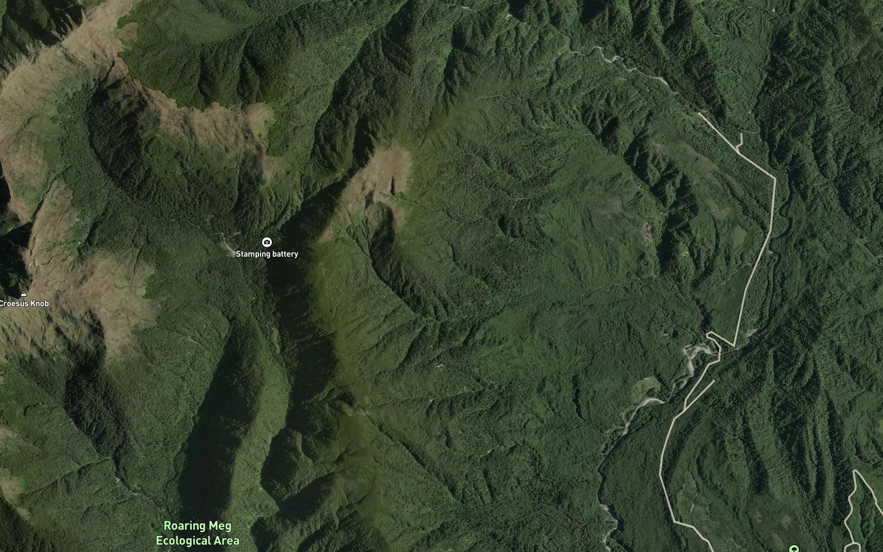 Satellite map of the McCarthy Creek