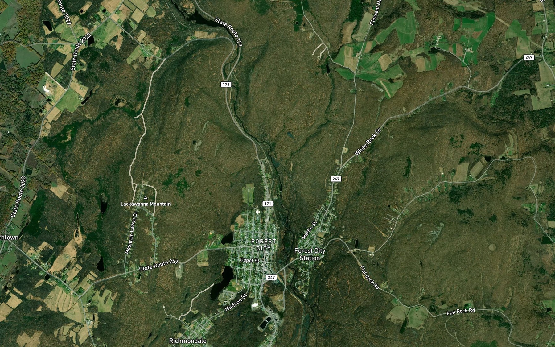 Satellite map of the Brace Brook