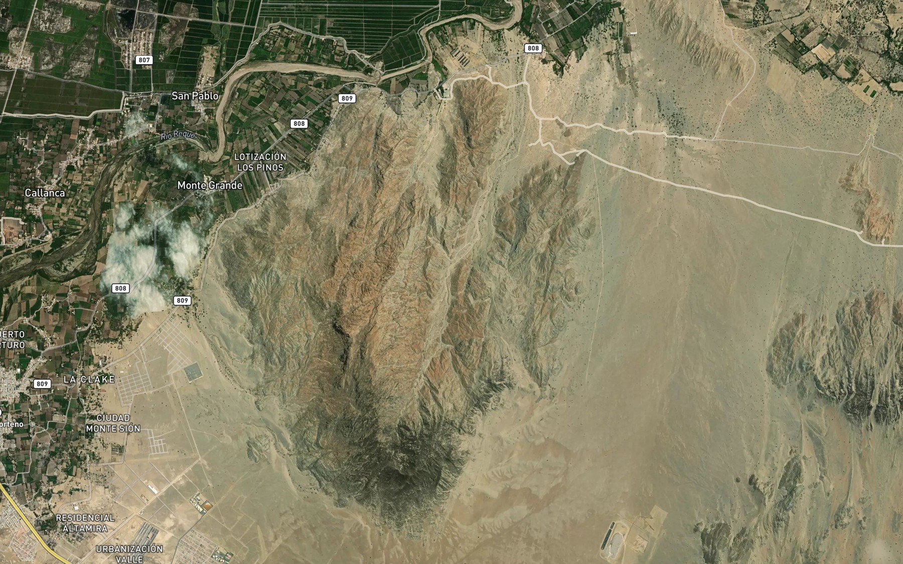 Satellite map of the Quebrada del Algarrobo Grande