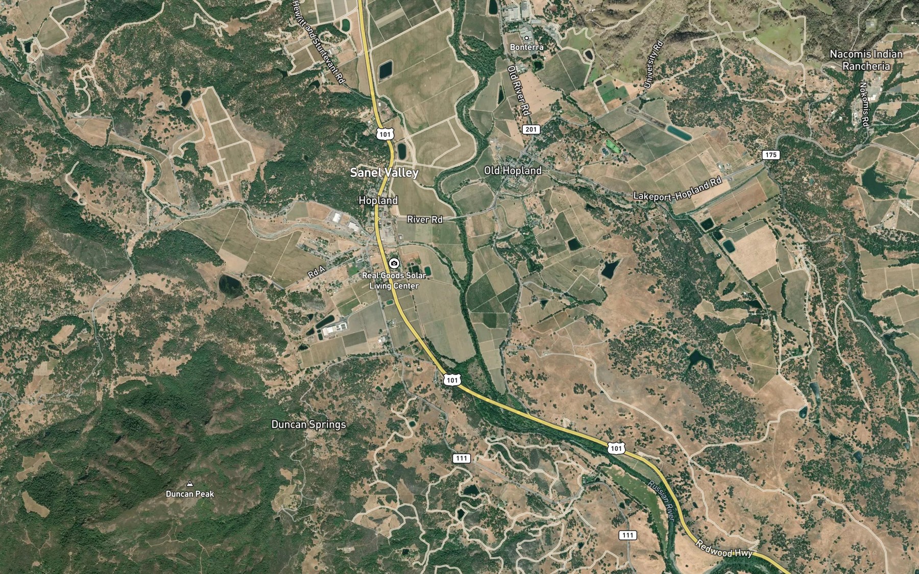 Satellite map of the Feliz Creek