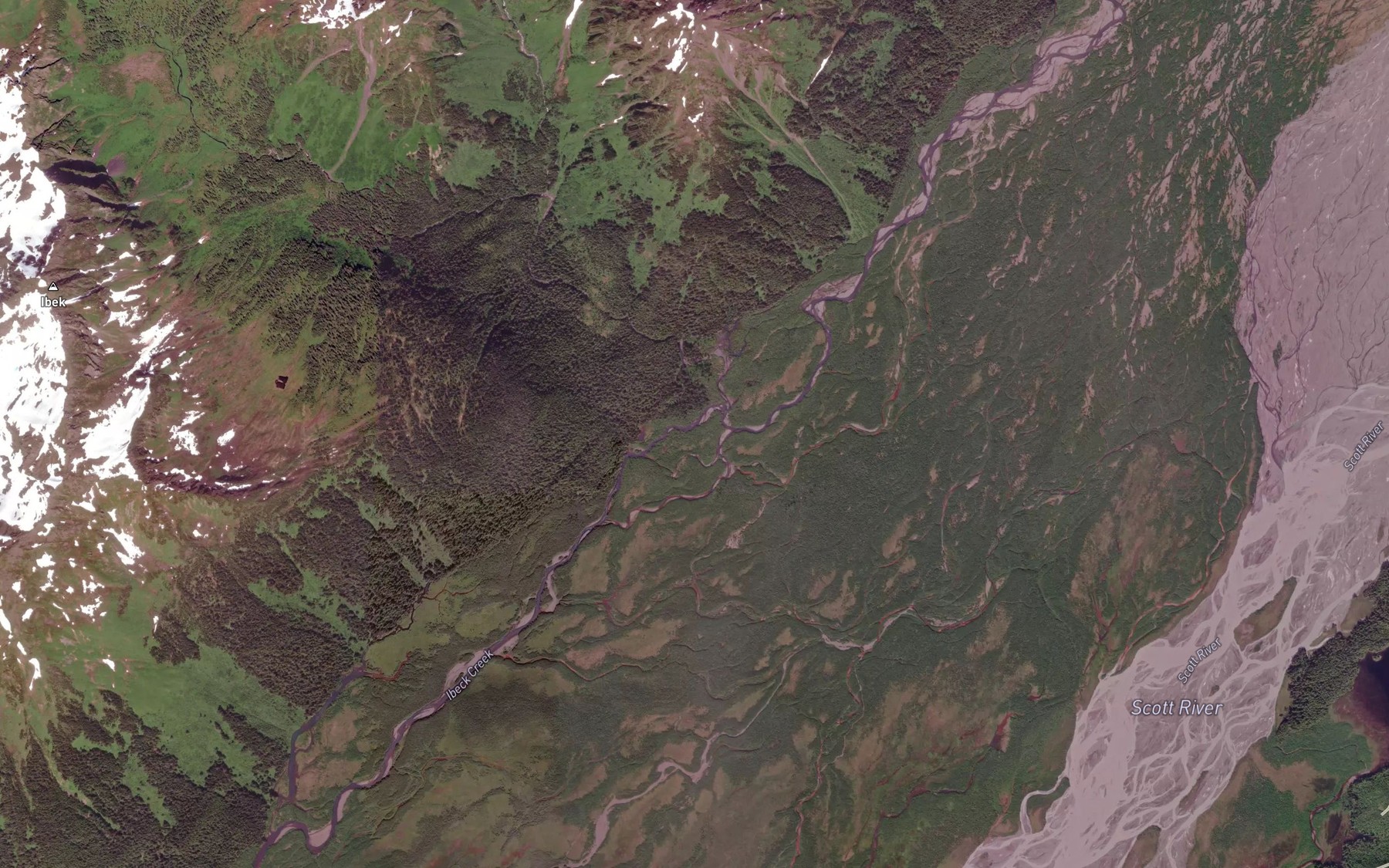 Satellite map of the Beartrail Creek