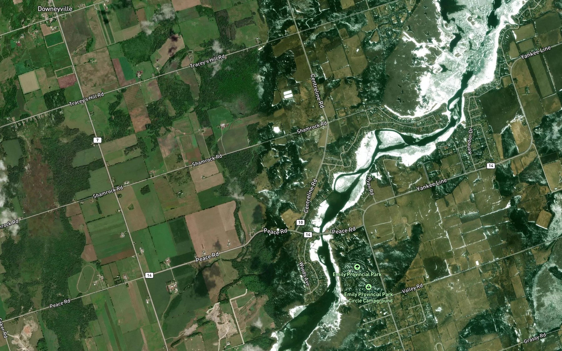 Satellite map of the Pigeon River