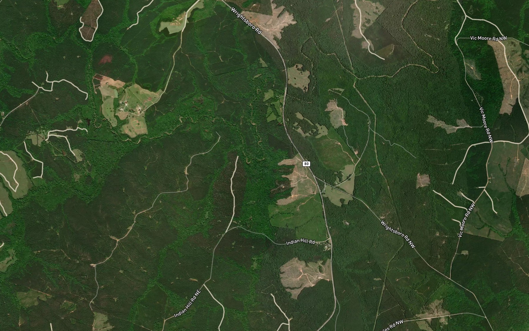 Satellite map of the Bull Creek