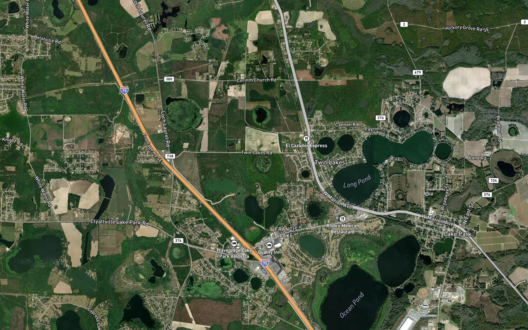 Satellite map of the Cypress Pond