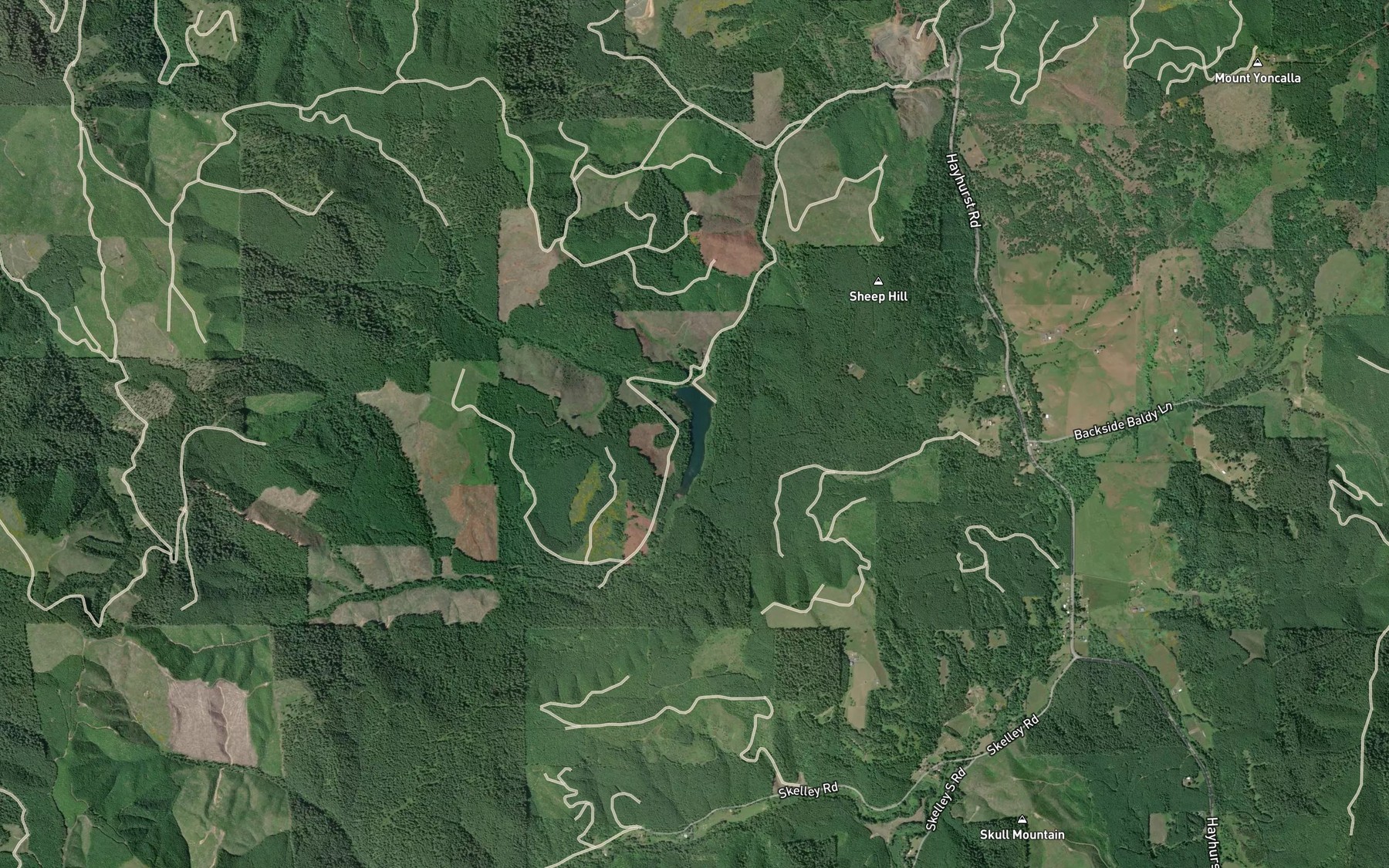 Satellite map of the Bear Creek Reservoir