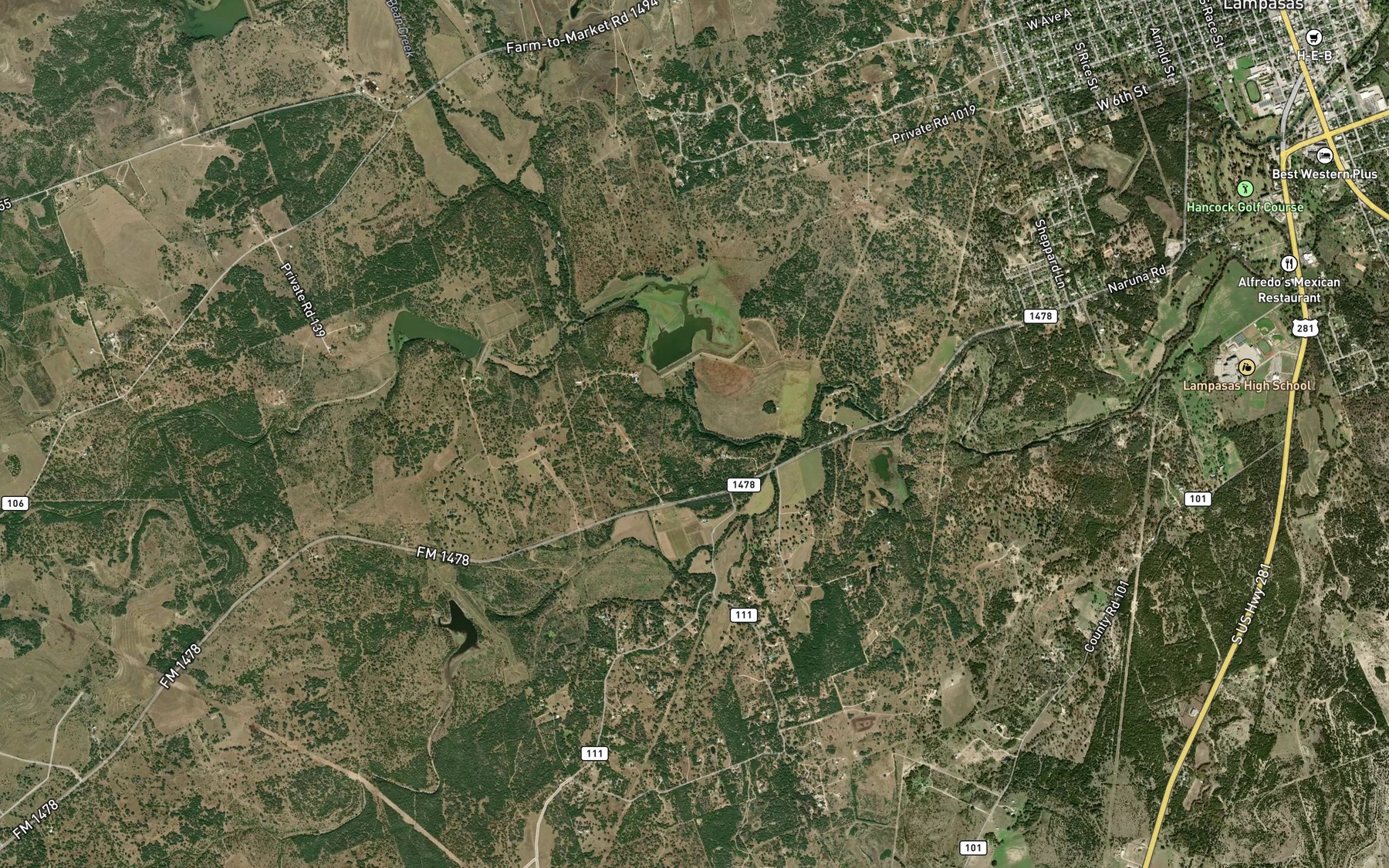 Satellite map of the Soil Conservation Service Site 6 Reservoir