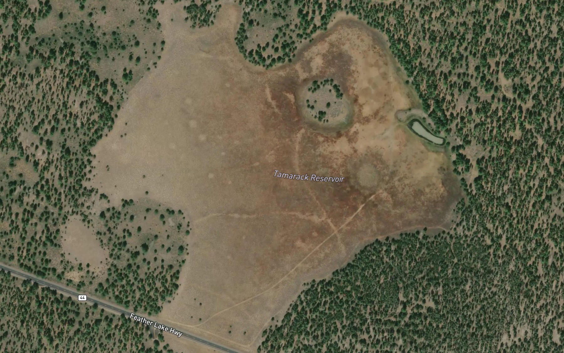 Satellite map of the Tamarack Reservoir