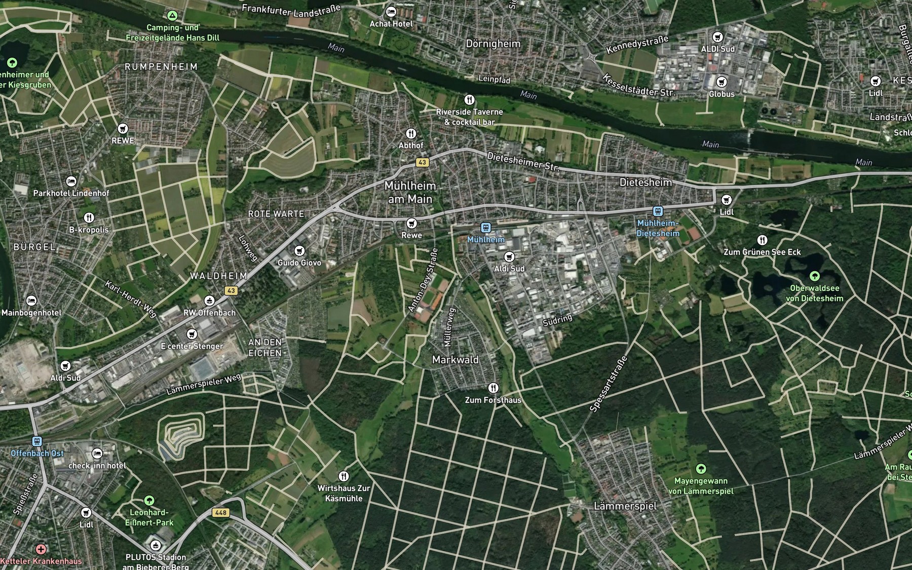 Satellite map of the Bieber