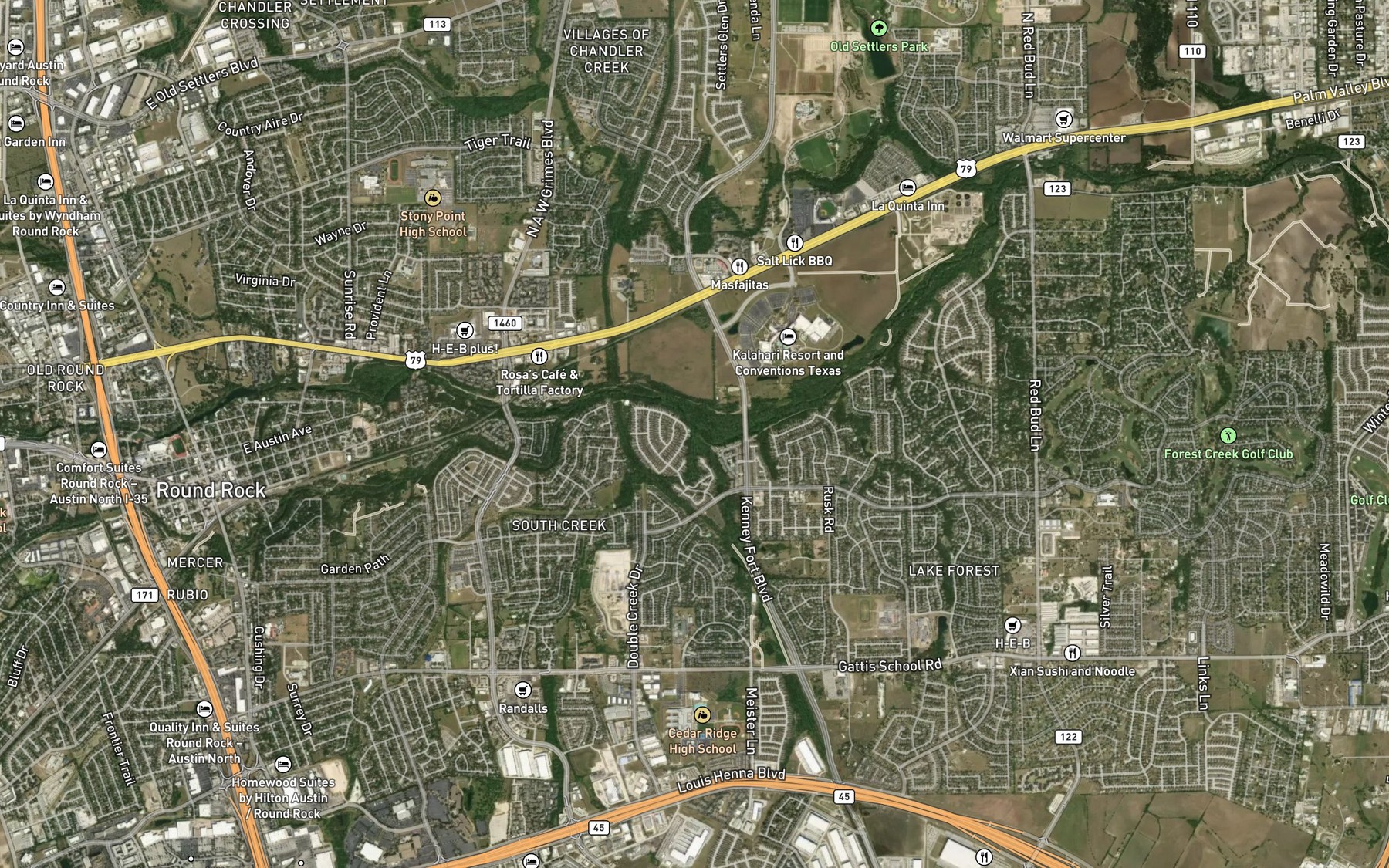 Satellite map of the Dry Branch