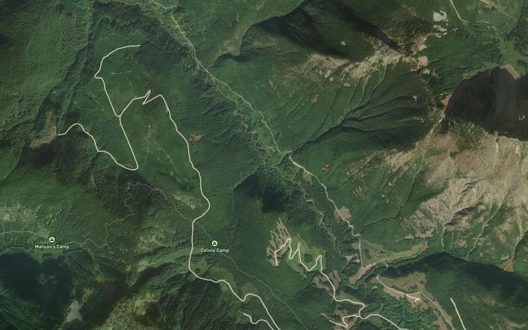 Satellite map of the Colvile Creek