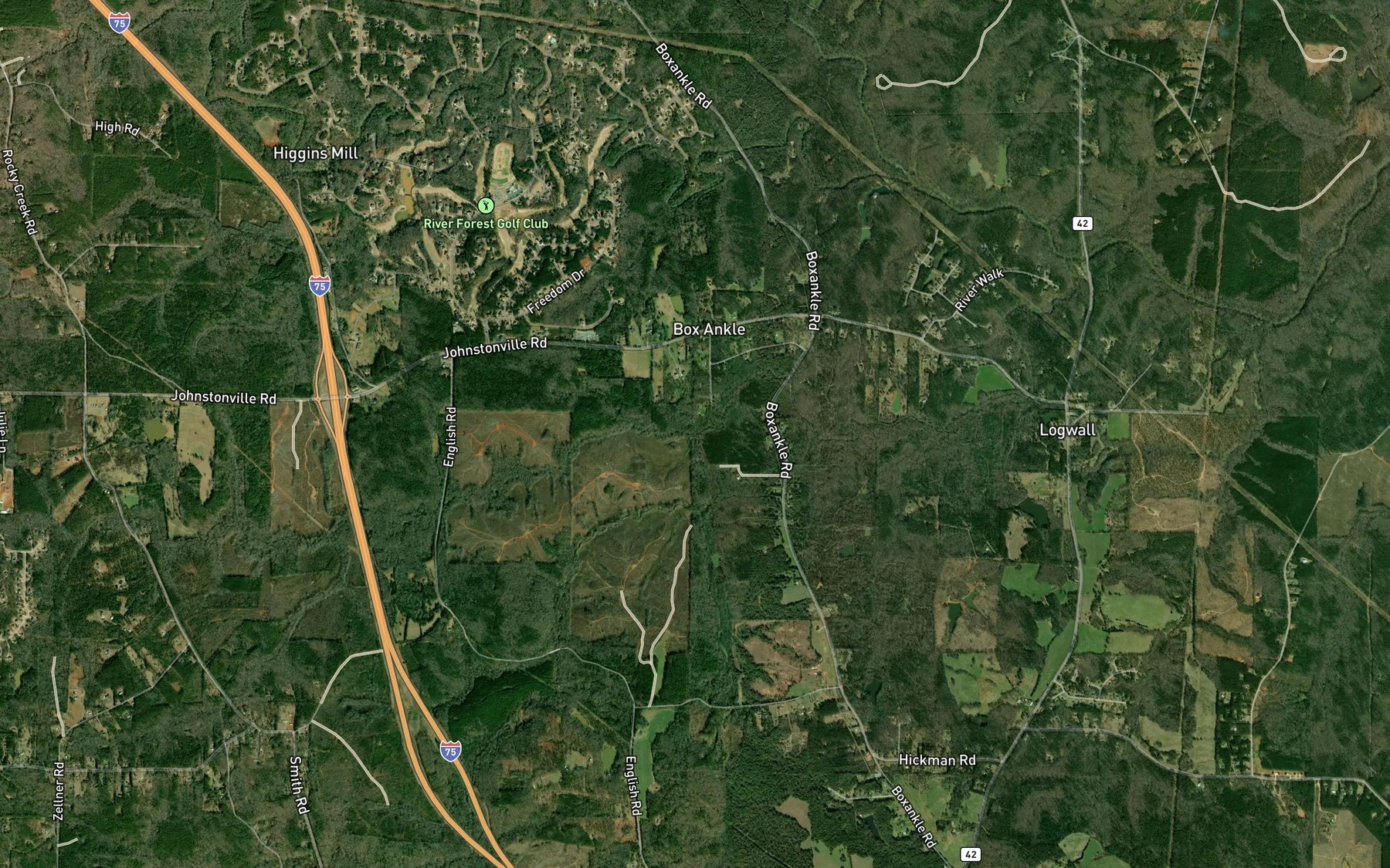 Satellite map of the Red Creek