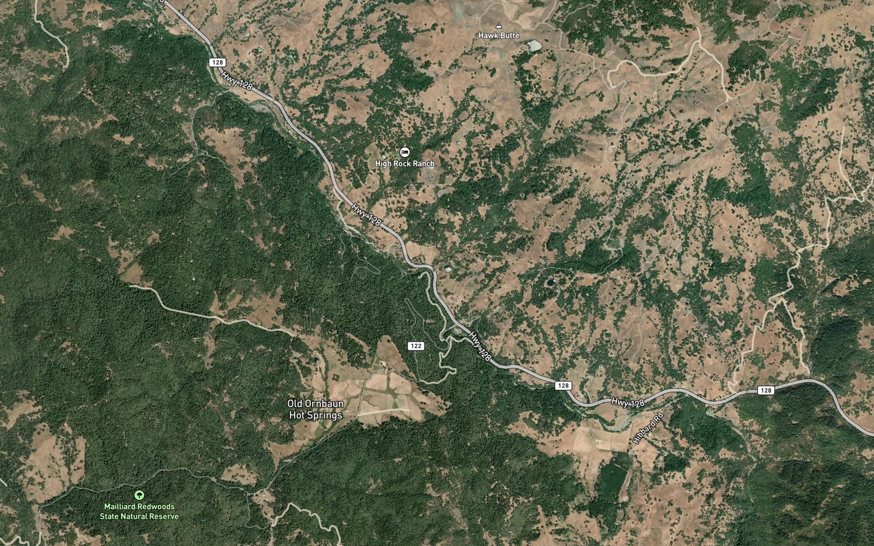 Satellite map of the Maple Creek