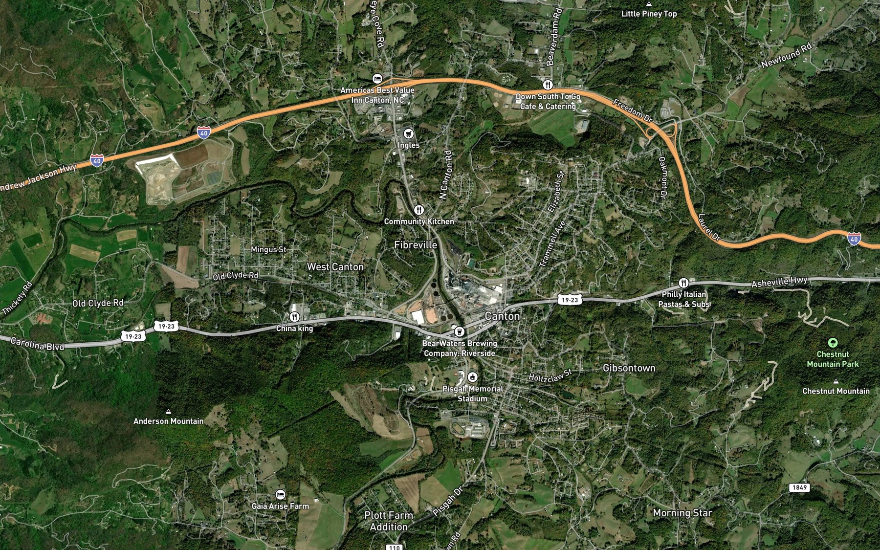 Satellite map of the Mingus Branch