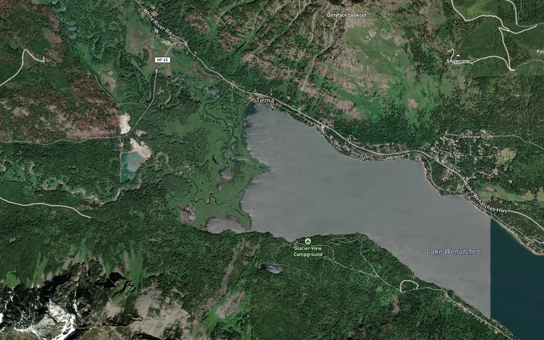 Satellite map of the White River
