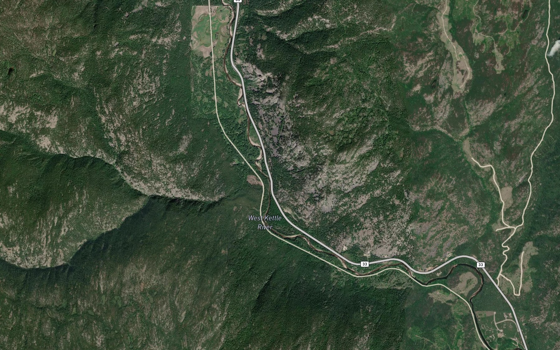 Satellite map of the Big Goat Creek