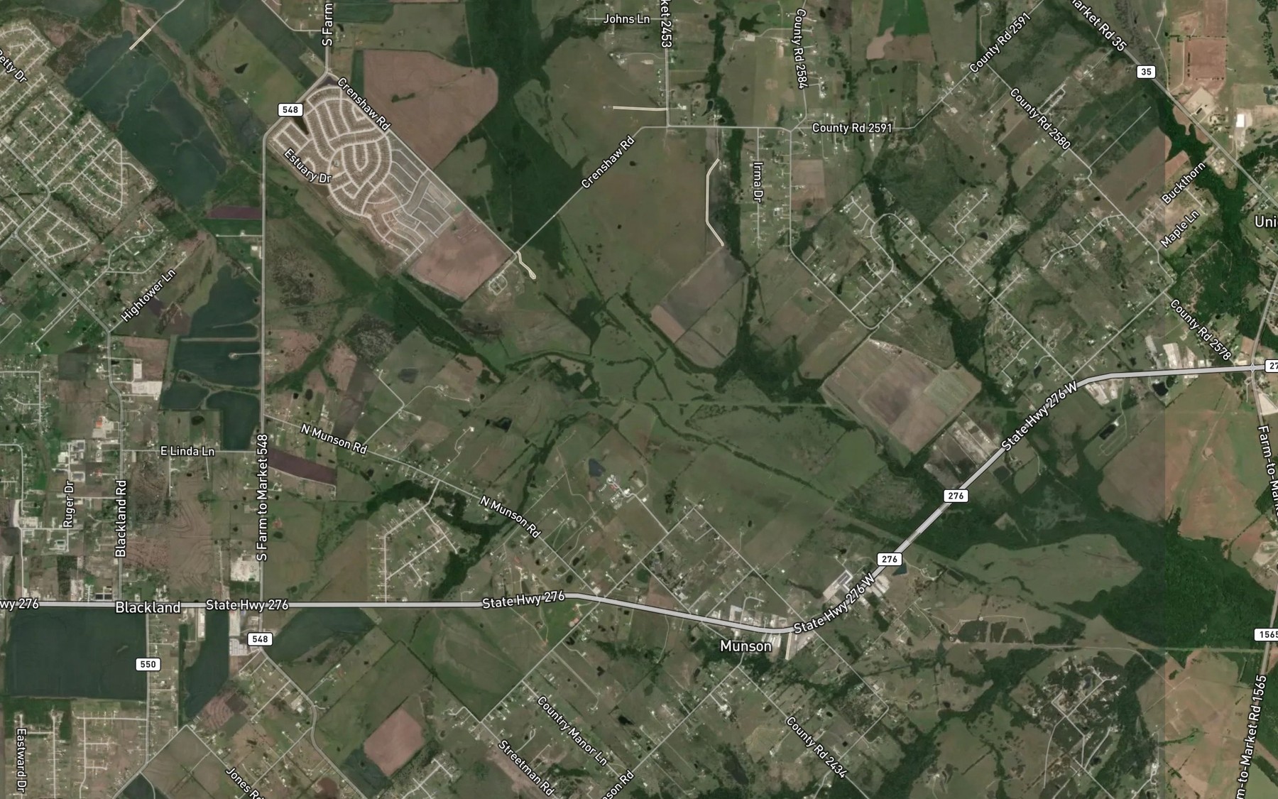 Satellite map of the Parker Creek