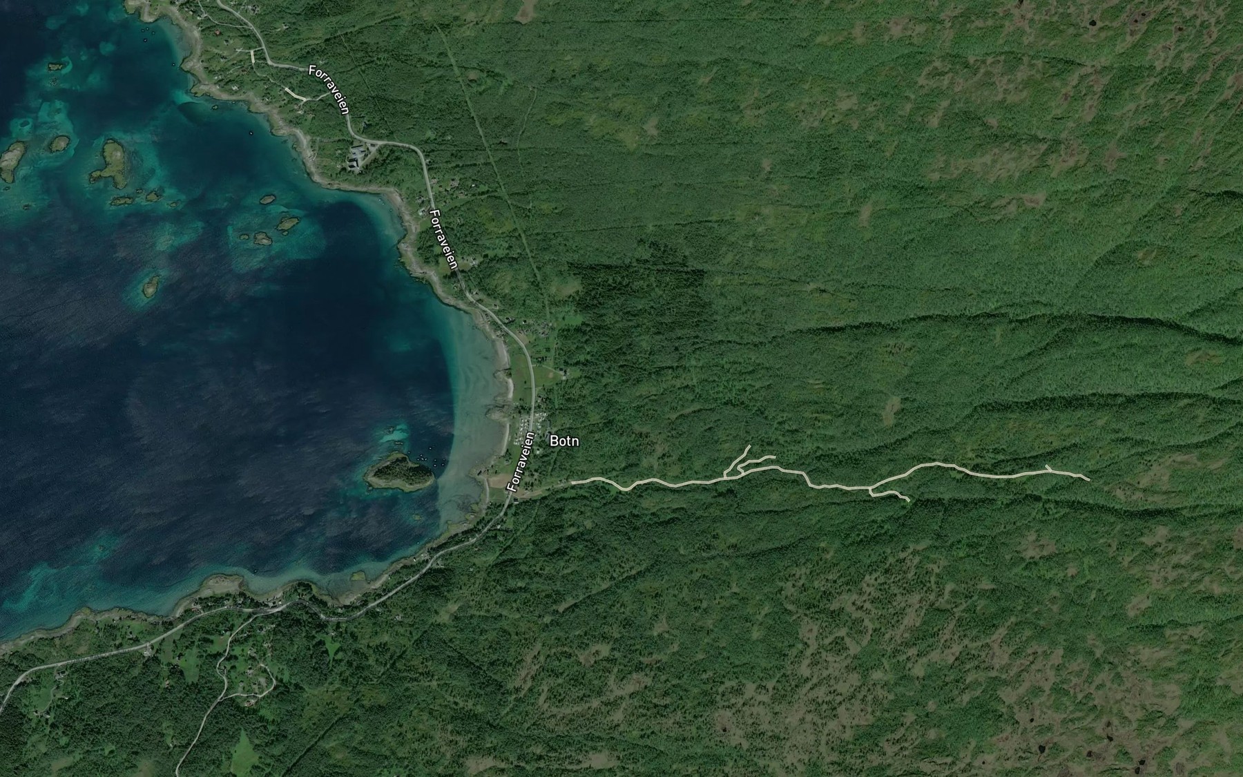 Satellite map of the Nordelva