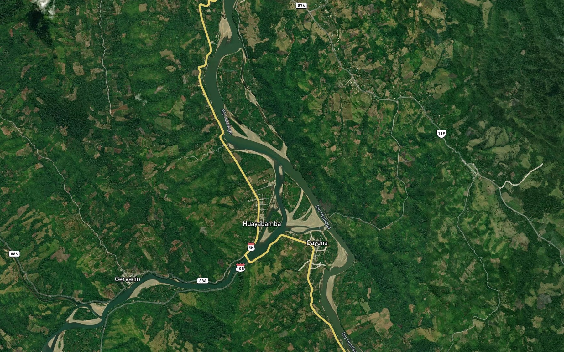 Satellite map of the Rio Huallabamba