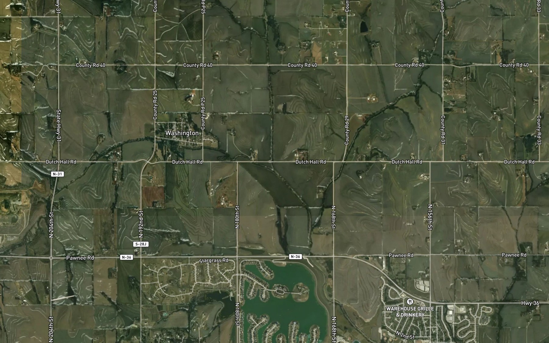 Satellite map of the Washington Creek
