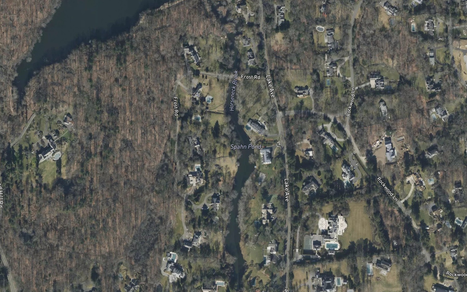 Satellite map of the Spahn Pond