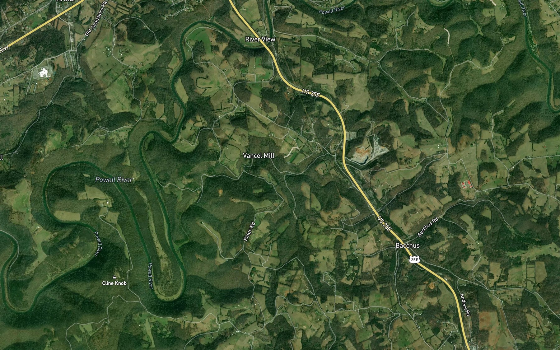 Satellite map of the Water Prong