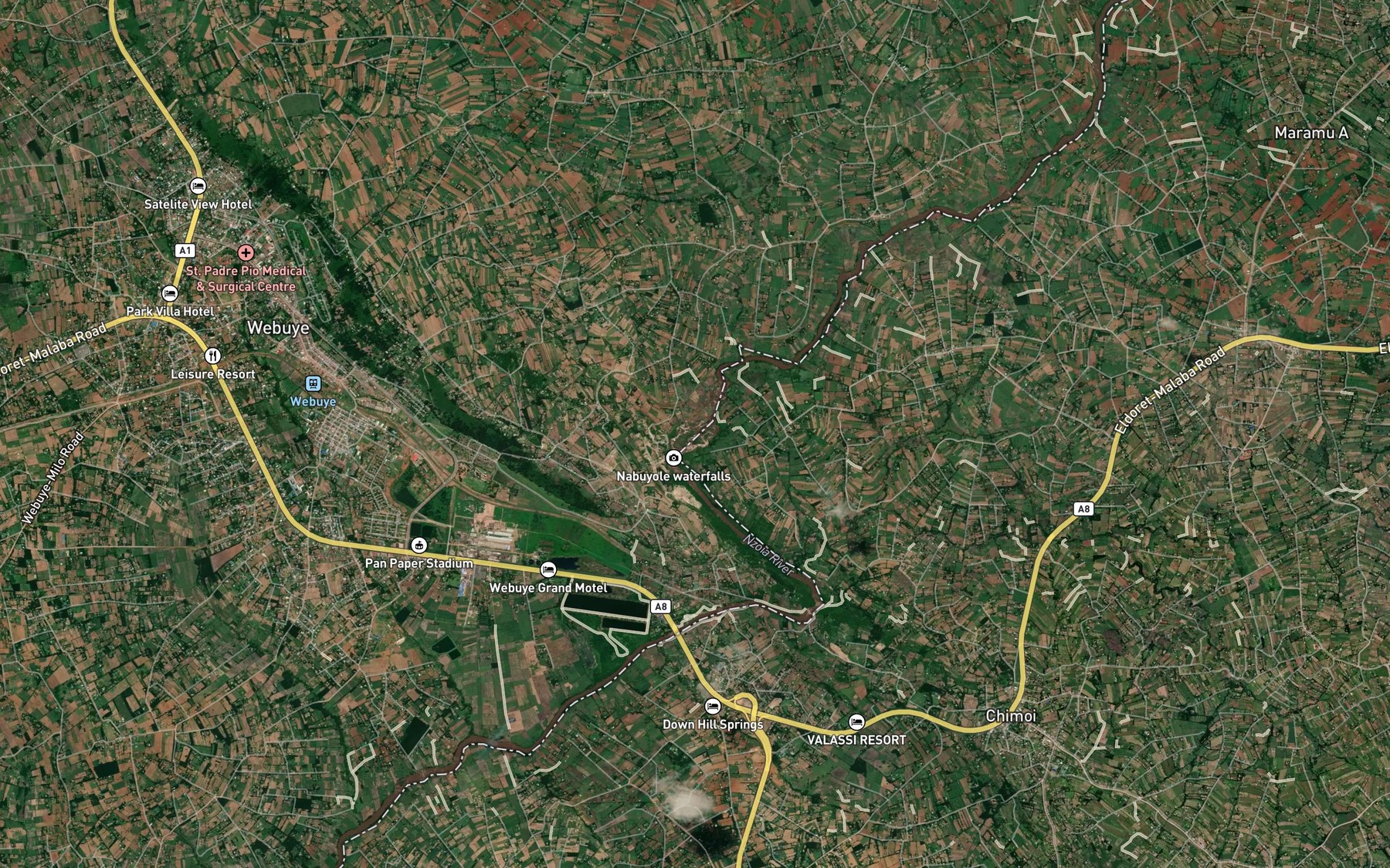 Satellite map of the Broderick Falls