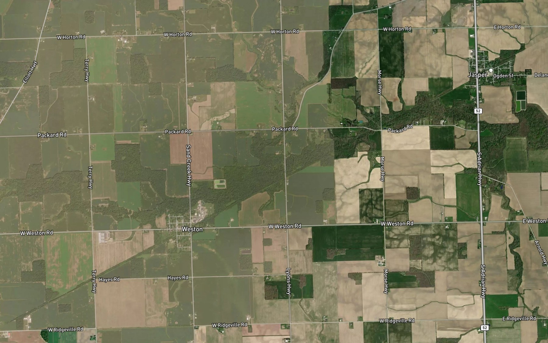 Satellite map of the Baker and May Drain
